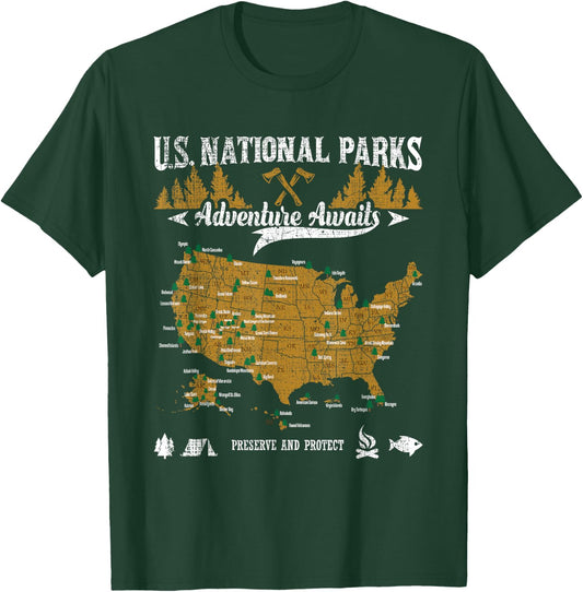 US National Parks Adventure Awaits - Hiking & Camping Lover T-Shirt - T-Shirt | Forest