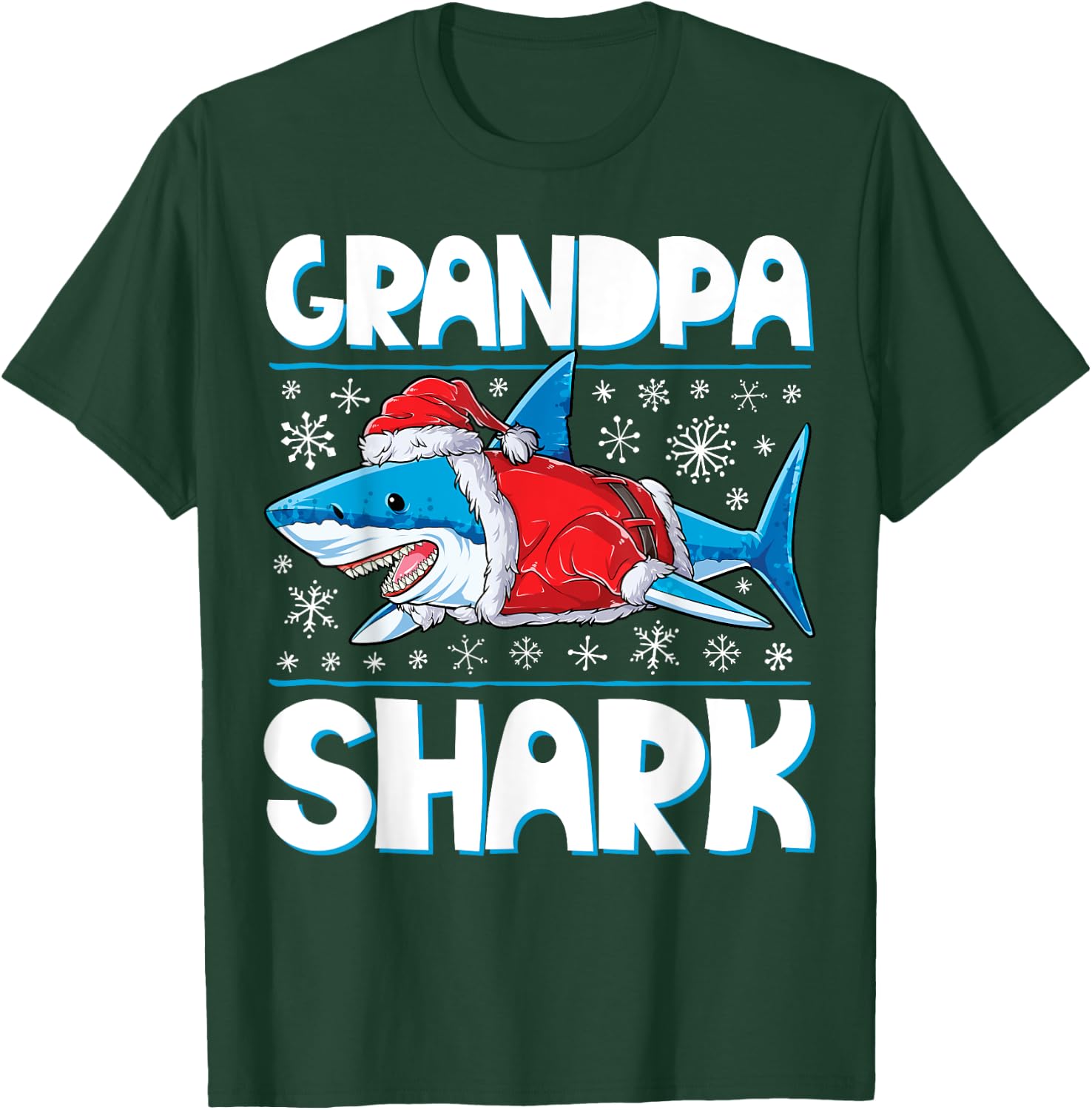Grandpa Shark Santa T shirt Christmas Family Matching T-Shirt - T-Shirt | Forest