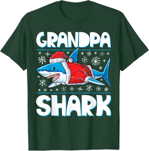 Grandpa Shark Santa T shirt Christmas Family Matching T-Shirt - T-Shirt | Forest
