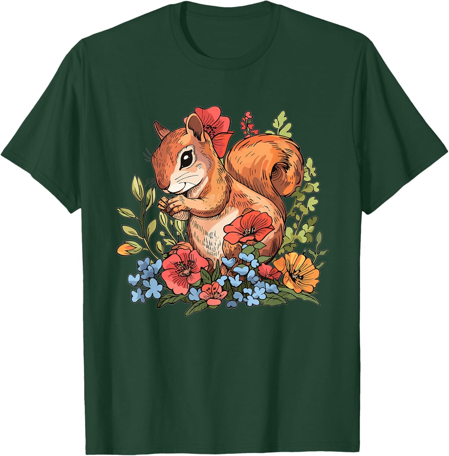 Cute Squirrel with Flowers I Kids Squirrel T-Shirt - T-Shirt | Forest