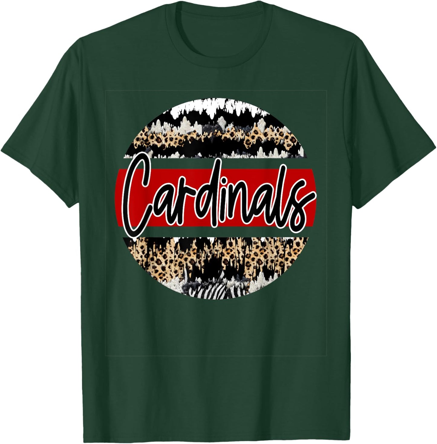 Cardinals Leopard Print School Spirit T-Shirt - T-Shirt | Forest