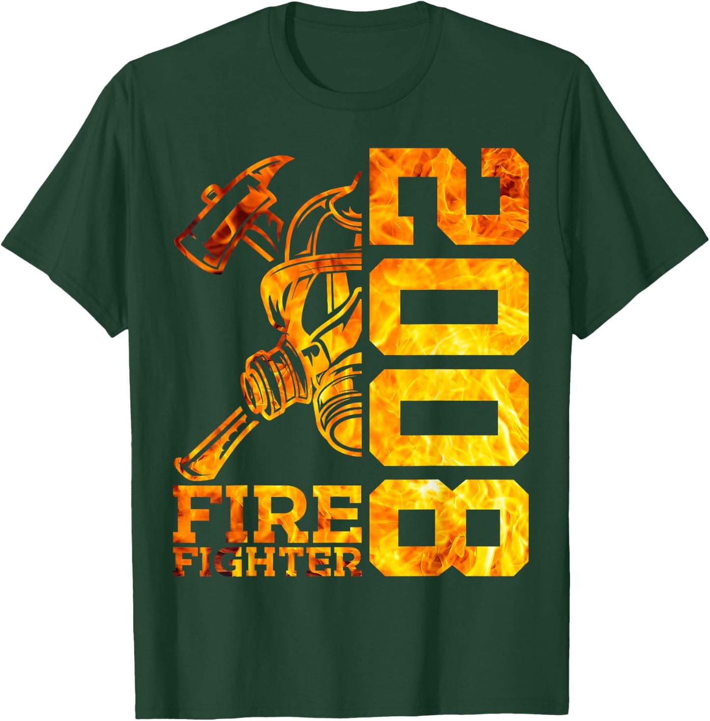 FIRE FIGHTER 2008 15 YEARS FIRE FIGHTER 15TH BIRTHDAY , black T-Shirt - T-Shirt | Forest