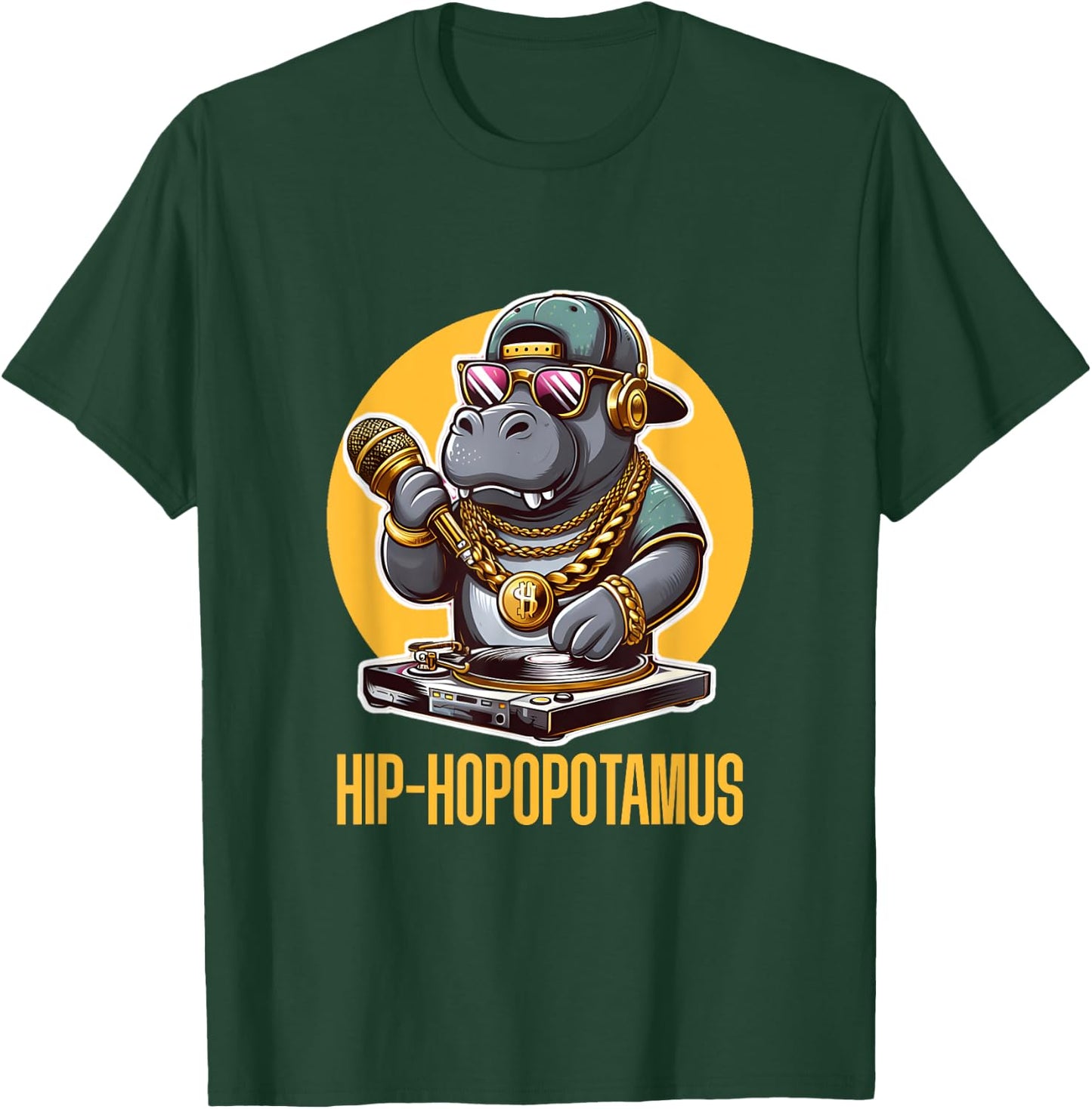Hip Hop Hippopotamus DJ Rapper Hippo MC "Hip-Hopopotamus" T-Shirt - T-Shirt | Forest