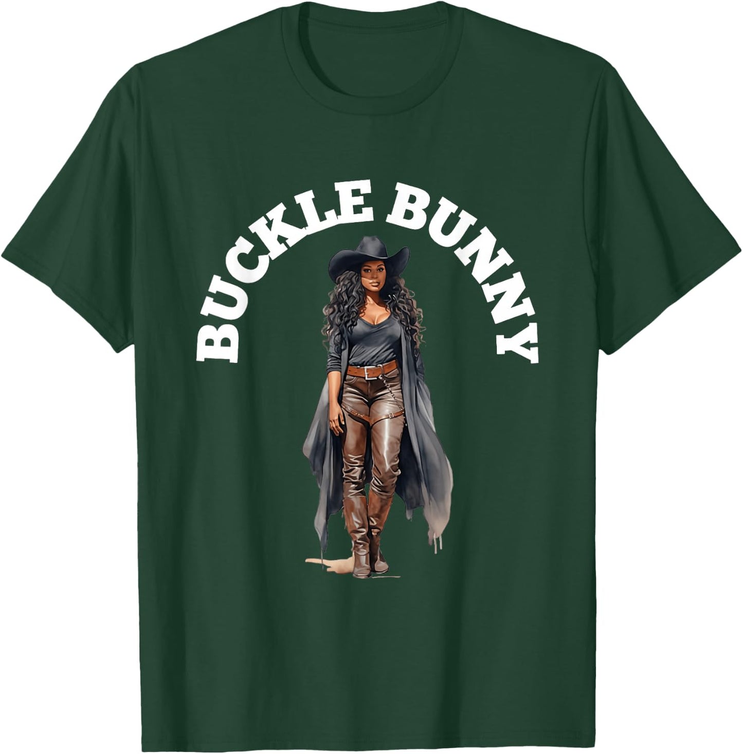 Buckle Bunny , Black Cowgirl Western T-Shirt - T-Shirt | Forest