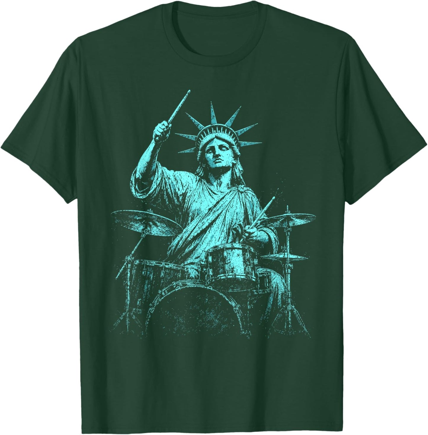 4th of July Statue of Liberty Drummer 1776 2026 T-Shirt - T-Shirt | Forest