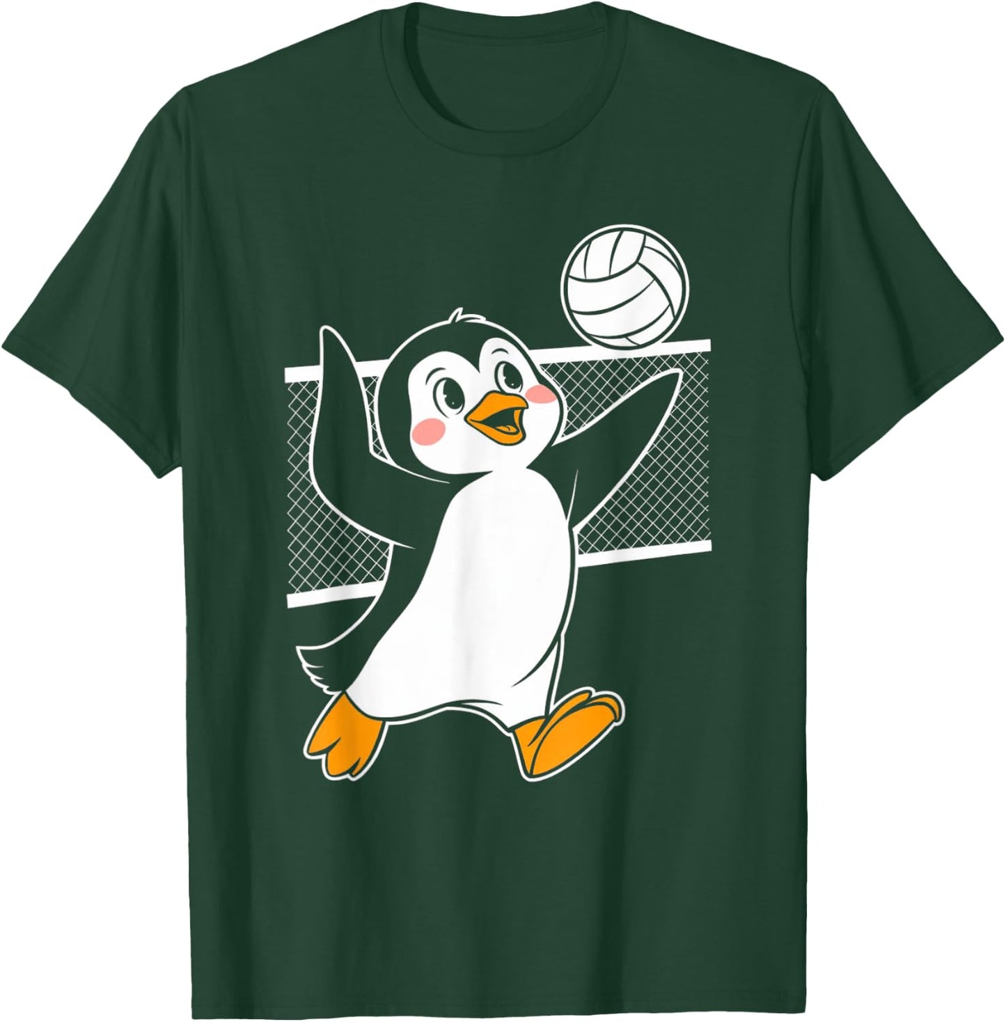 Cute Penguin Playing Volleyball Funny Penguin Beach Design T-Shirt - T-Shirt | Forest