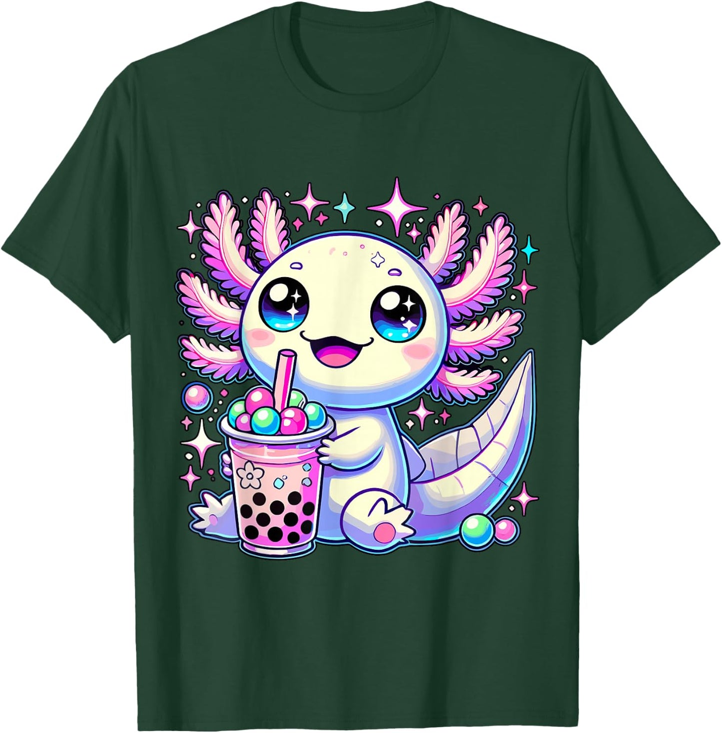 Magical and Funny Axolotl lover Gifts -Adults & Kids Boba Tea Bubble Tea T-Shirt - T-Shirt | Forest