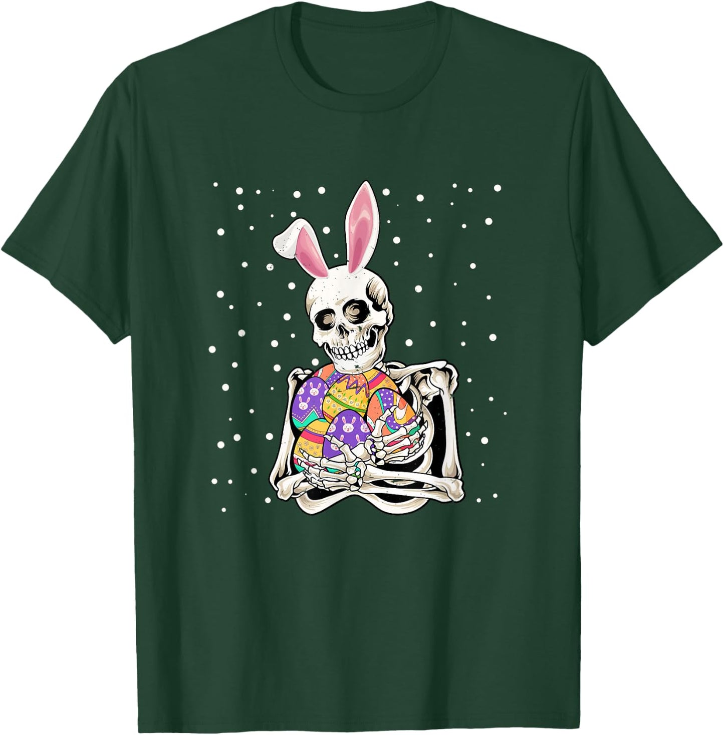 Bunny Skeleton Holding Easter Eggs Funny Easter Day Kids T-Shirt - T-Shirt | Forest