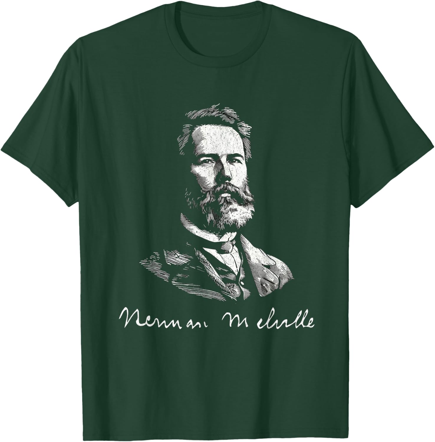 Herman Melville with Signature For Literature Fans T-Shirt - T-Shirt | Forest