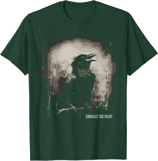 Embrace the Night - Mystic Raven Gothic Witchcraft Crow T-Shirt - T-Shirt | Forest