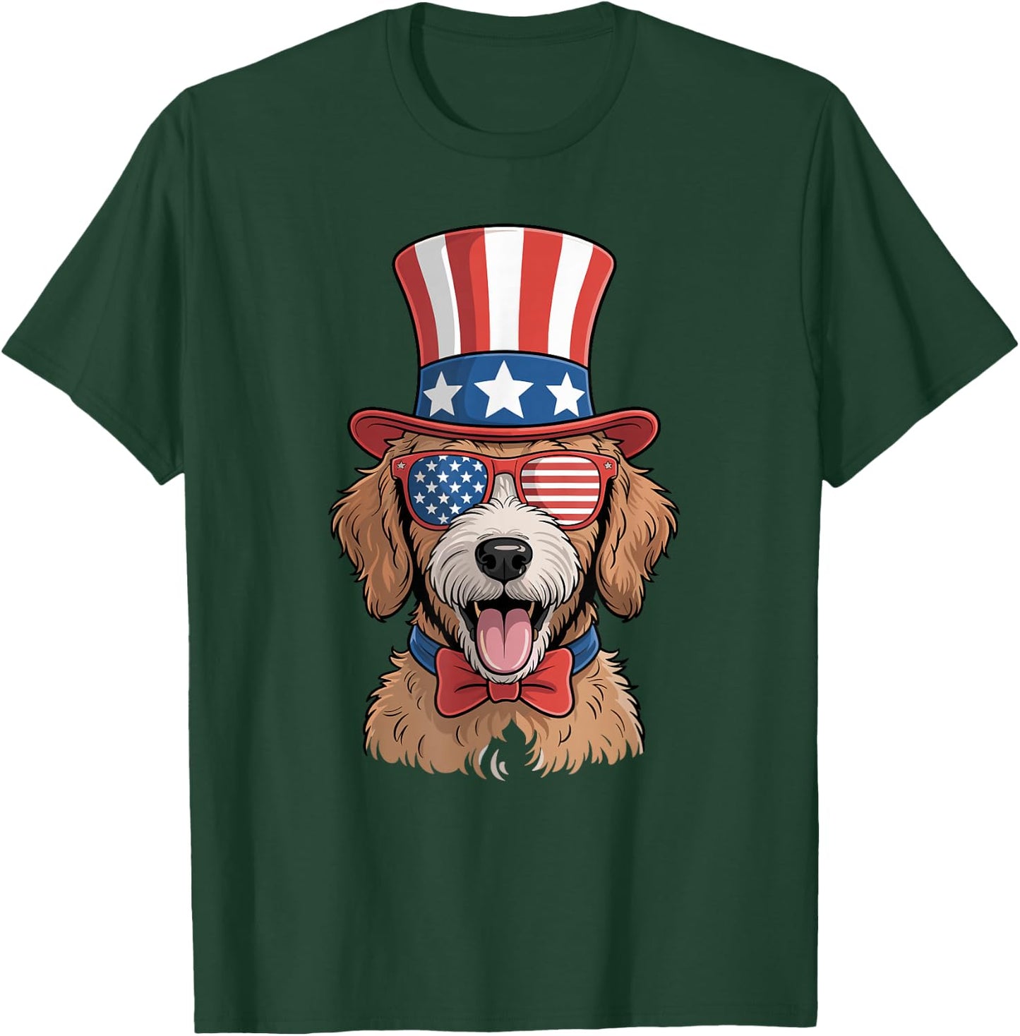 USA American Flag Goldendoodle Golden Doodle 4th Of July T-Shirt - T-Shirt | Forest
