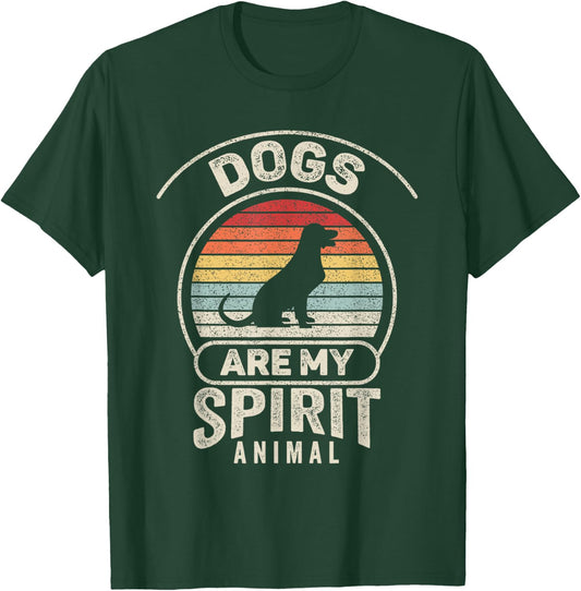 Retro Dogs Are My Spirit Animal Dog Lover Owner Women Girls Kids T-Shirt - T-Shirt | Forest