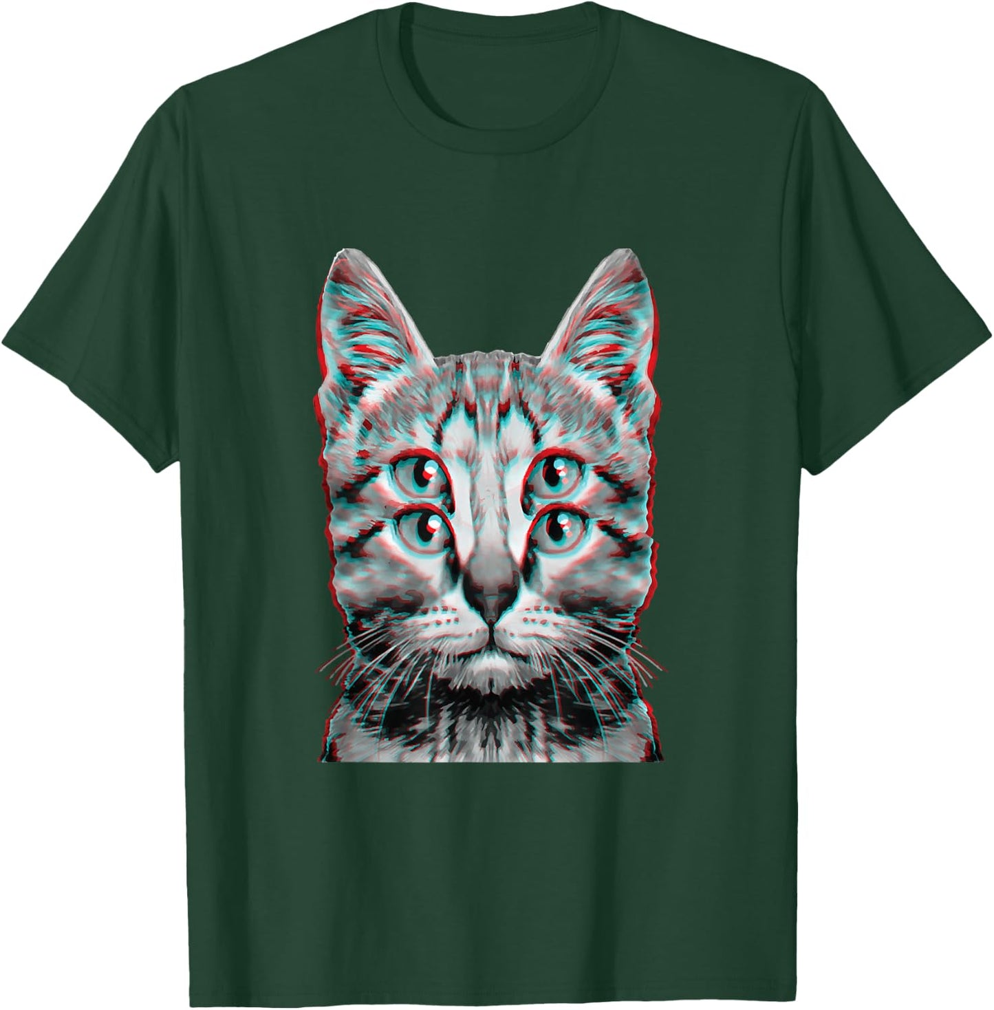 Glitch Seltsame Katze Kätzchen Optische Täuschung Katze Mama Papa T-Shirt - T-Shirt | Forest