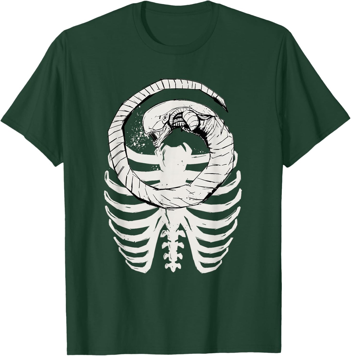 Alien: Romulus Xenomorph Chestburster in Ribcage Art , Black, S T-Shirt - T-Shirt | Forest