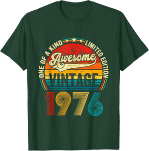 Vintage Born In 1976 Birthday Men Women Retro Bday Party T-Shirt - T-Shirt | Forest