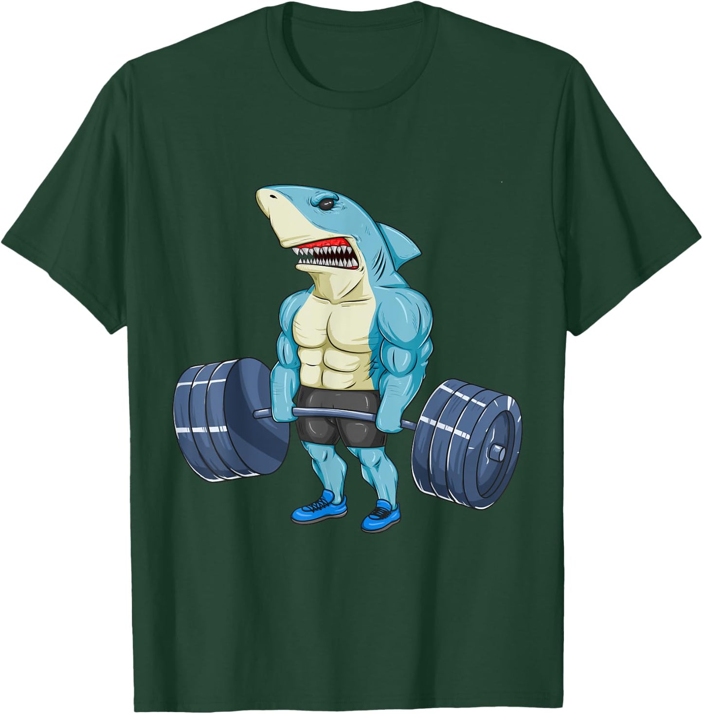 Funny Shark Weightlifting Bodybuilder Muscle Fitness T-Shirt - T-Shirt | Forest