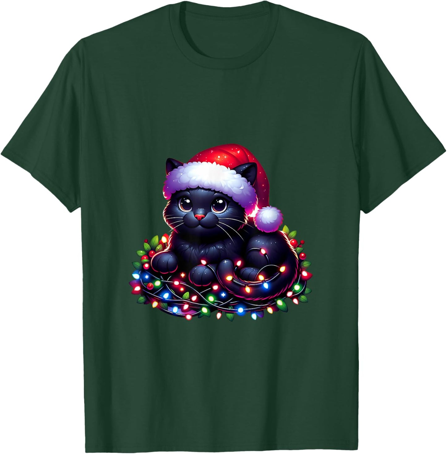 Christmas Cat Christmas Funny Cat Woman Man , Black, S T-Shirt - T-Shirt | Forest