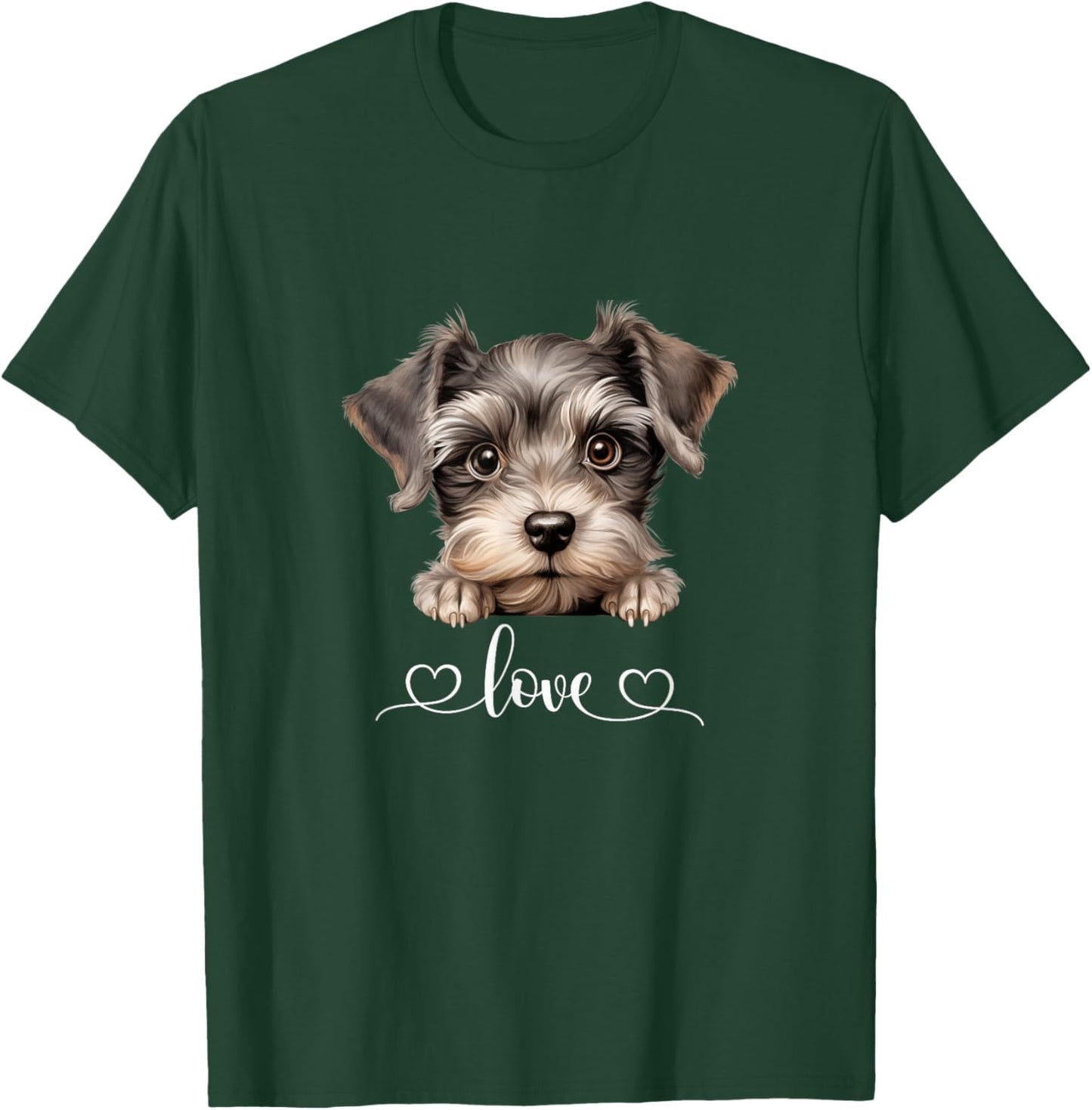 Cute Dog Graphic Love Puppy Miniature Schnauzer Dog T-Shirt - T-Shirt | Forest
