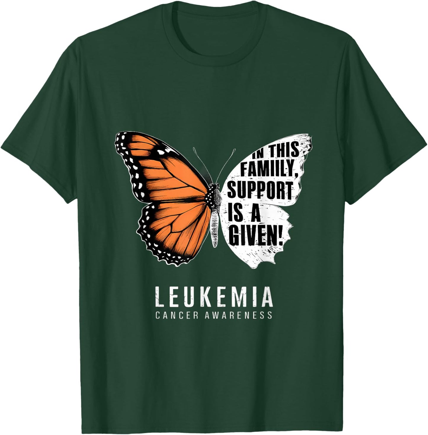 Leukemia Awareness Orange Ribbon Support Is Given Butterfly T-Shirt - T-Shirt | Forest