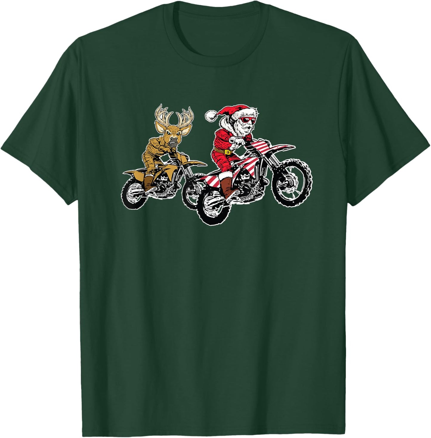 Christmas Motocross Santa Claus MX Dirt Bike T-Shirt - T-Shirt | Forest