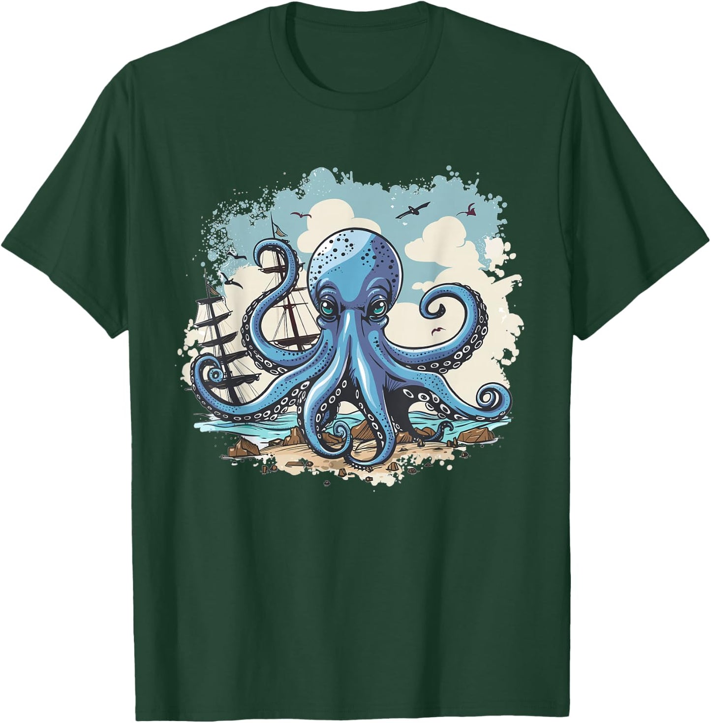 Cute Octopus Art I Kids Octopus T-Shirt - T-Shirt | Forest