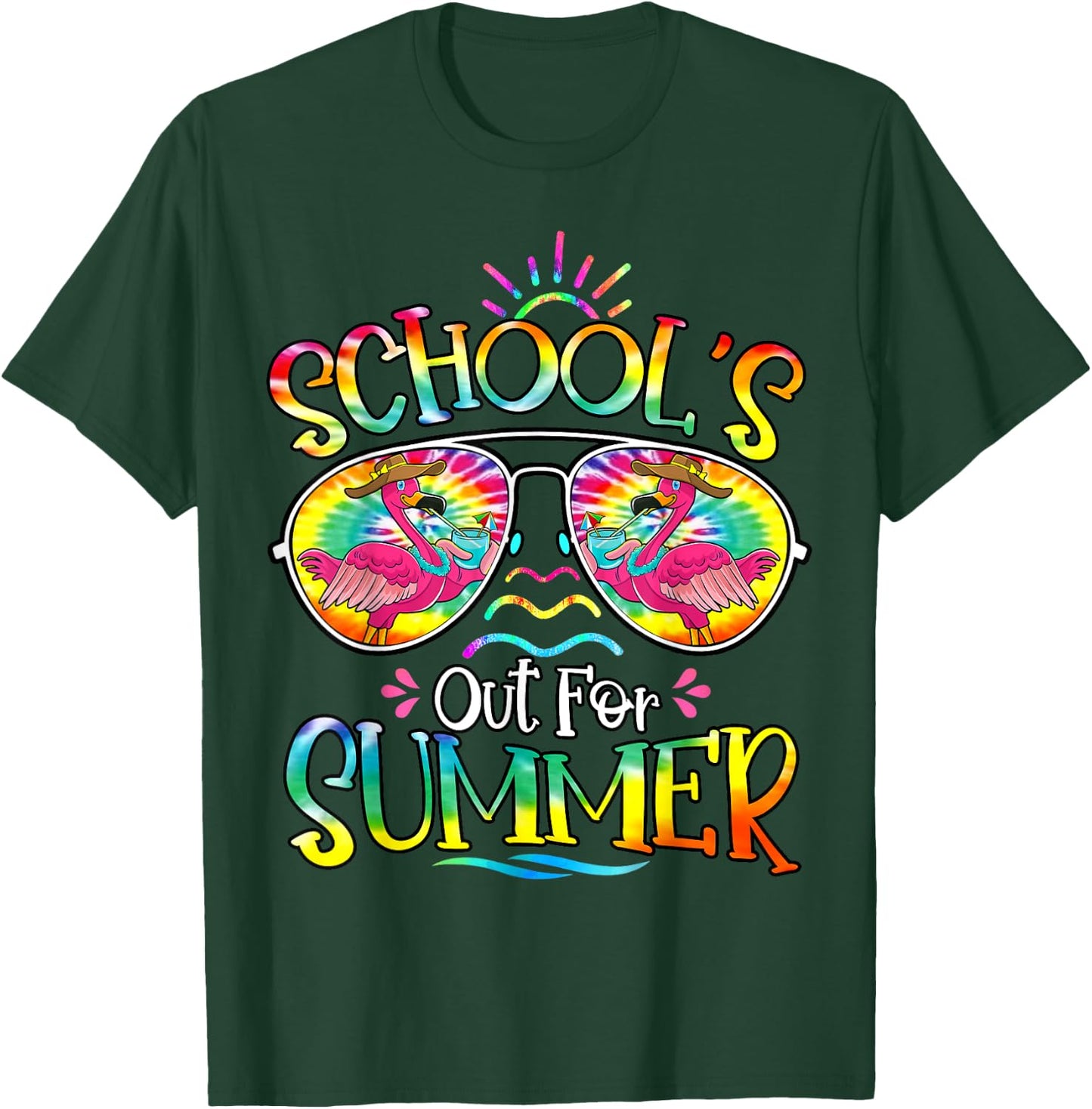 School's Out For Summer Last Day Of School Hello Flamingo T-Shirt - T-Shirt | Forest