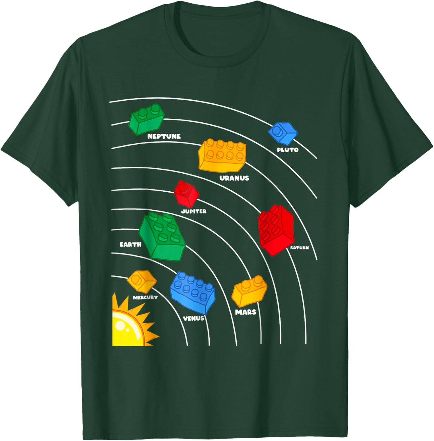 Boys Space Planet Master Builder Kids Building Blocks T-Shirt - T-Shirt | Forest
