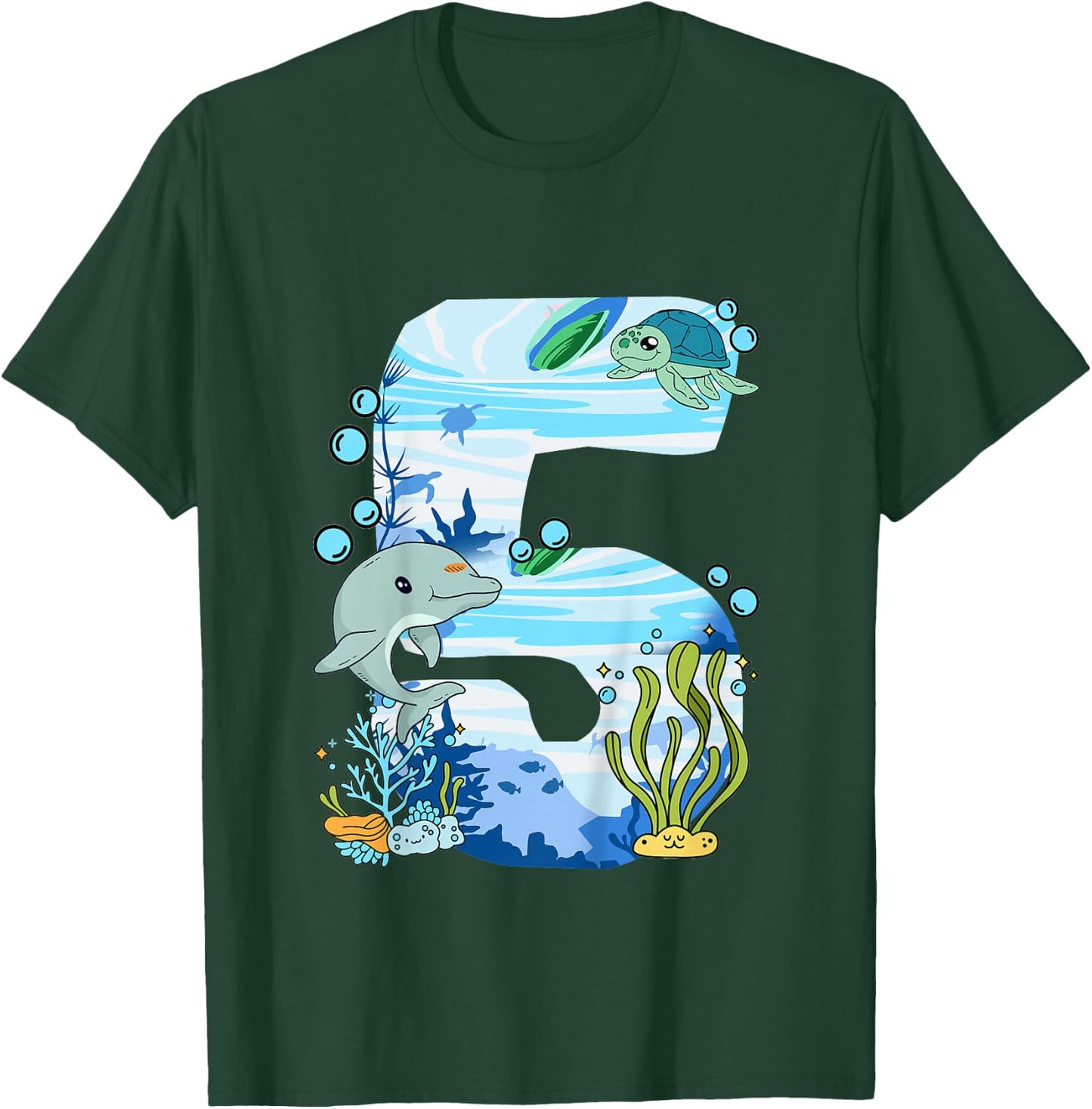 Unterwasser 5 Jahre Alt - Delfin Und Schildkröte 5. T-Shirt - T-Shirt | Forest