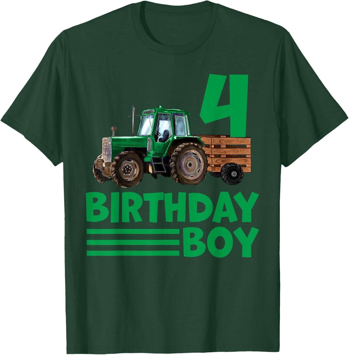 I'm 4 Years Old Farmer Tractor It's My 4th Birthday Boy T-Shirt - T-Shirt | Forest
