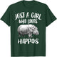 Just A Girl Who Loves Hippos Funny Animal Gift T-Shirt - T-Shirt | Forest