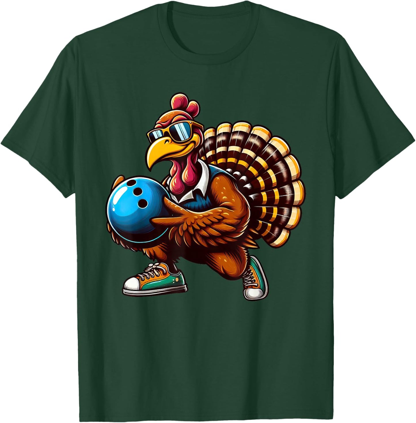 Funny Turkey Bowler Thanksgiving Bowling Kids T-Shirt - T-Shirt | Forest