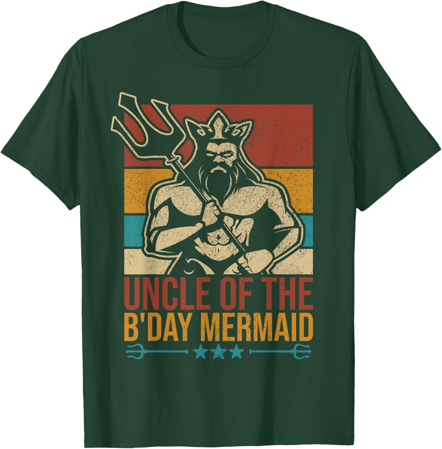 Uncle Of The Birthday Mermaid Party Outfit Vintage Merman T-Shirt - T-Shirt | Forest