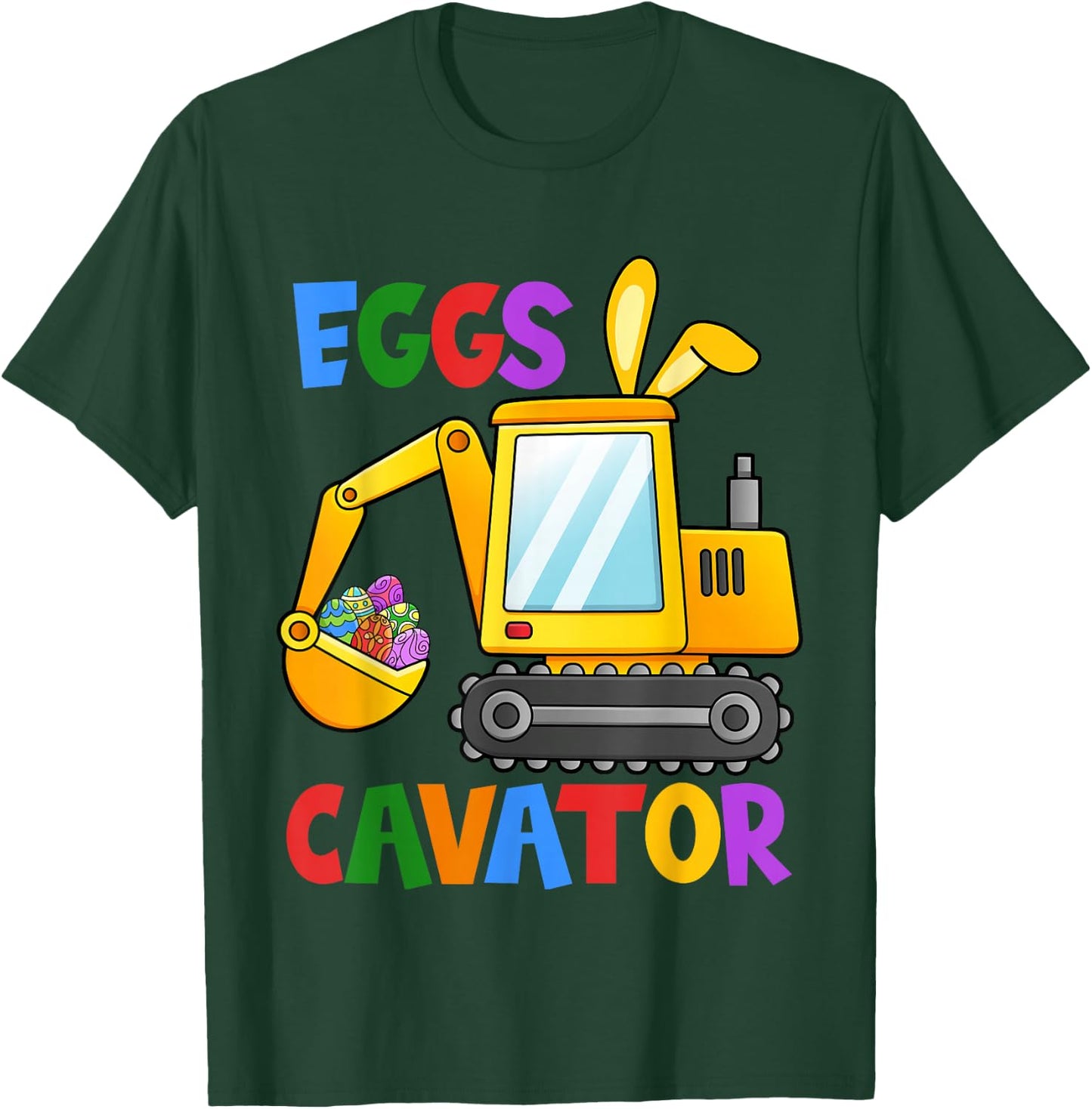 Eggscavator Egg Hunting Kids Toddler Boys Excavator Easter Small T-Shirt - T-Shirt | Forest