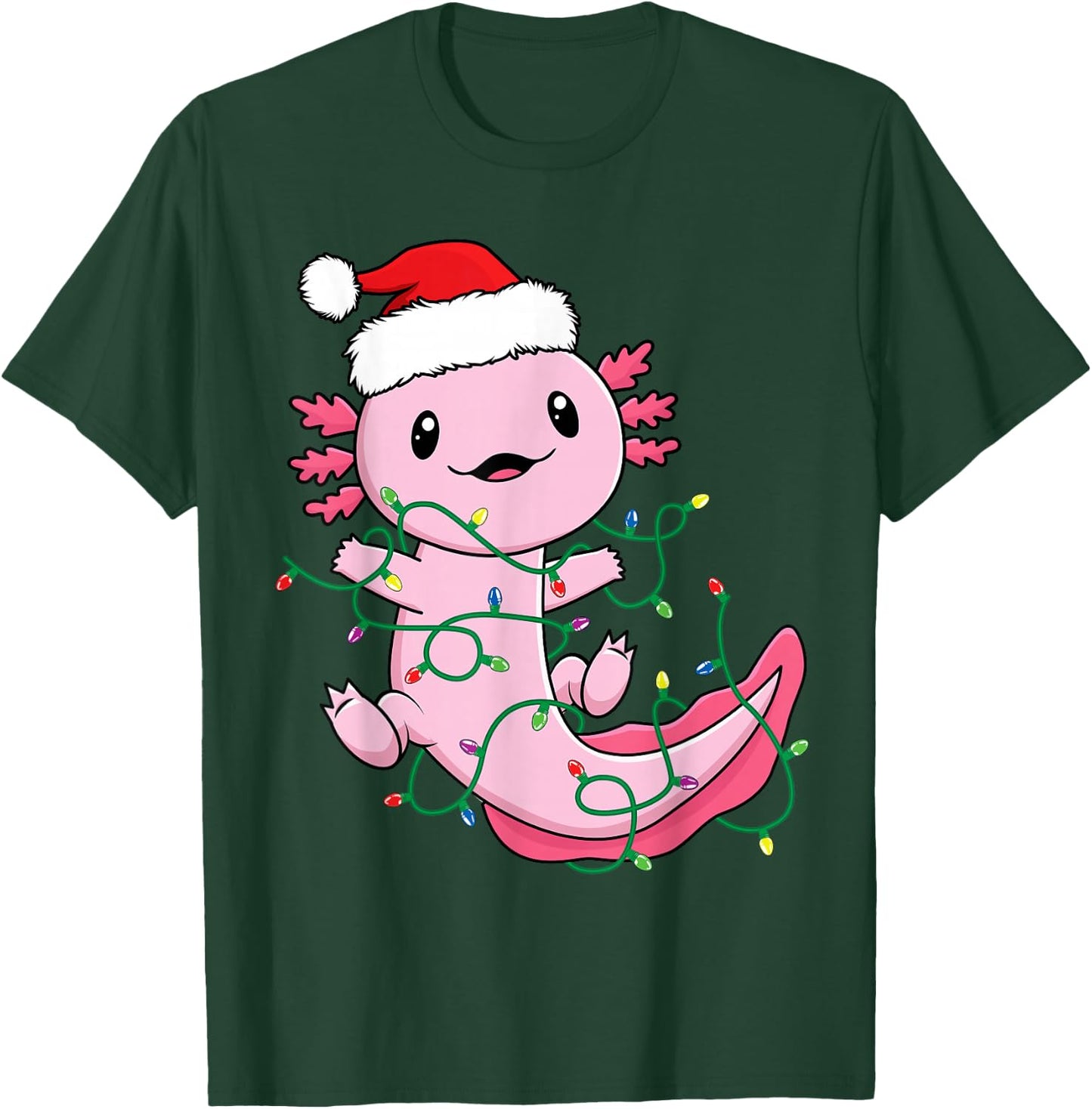 Funny Axolotl Toddler Kids Boys Christmas Xmas Lights T-Shirt - T-Shirt | Forest