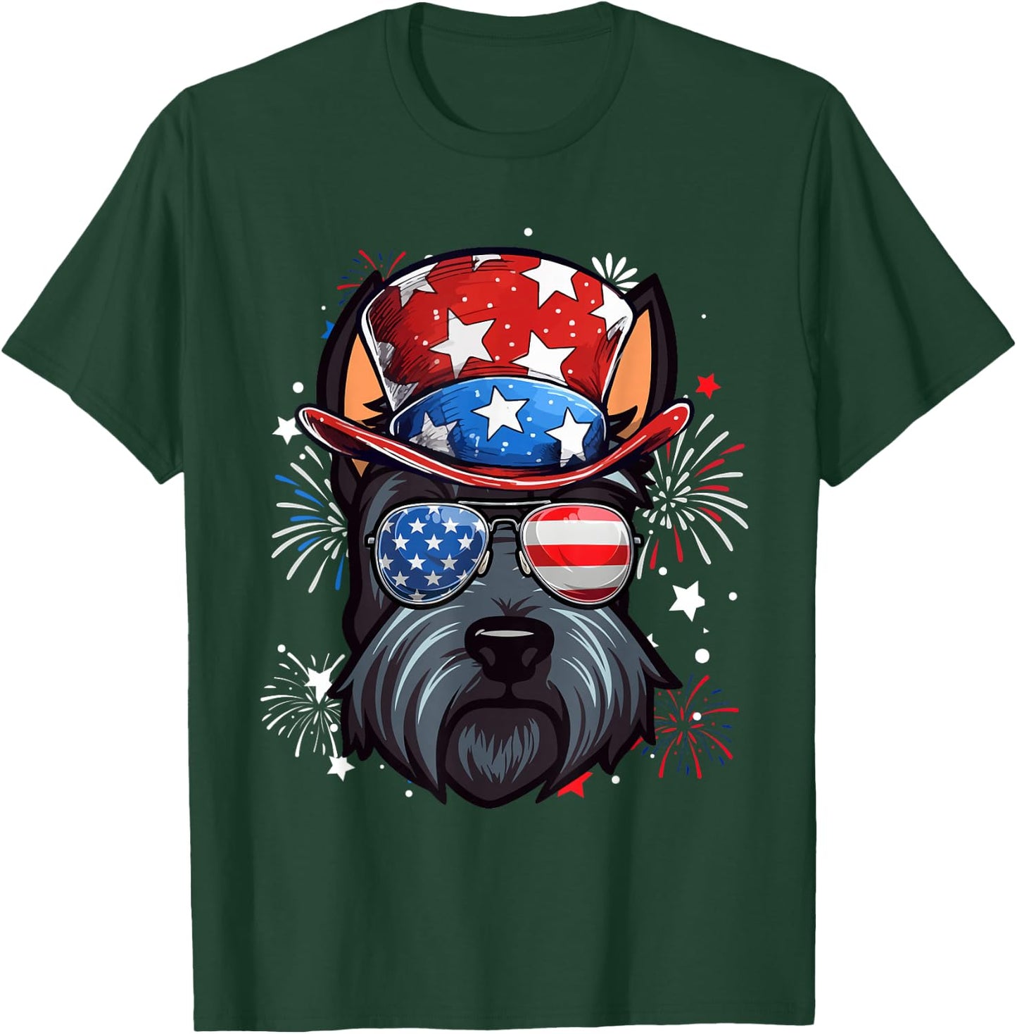 Scottish Terrier Patriotic USA Flag 4th Of July Dog Lover T-Shirt - T-Shirt | Forest