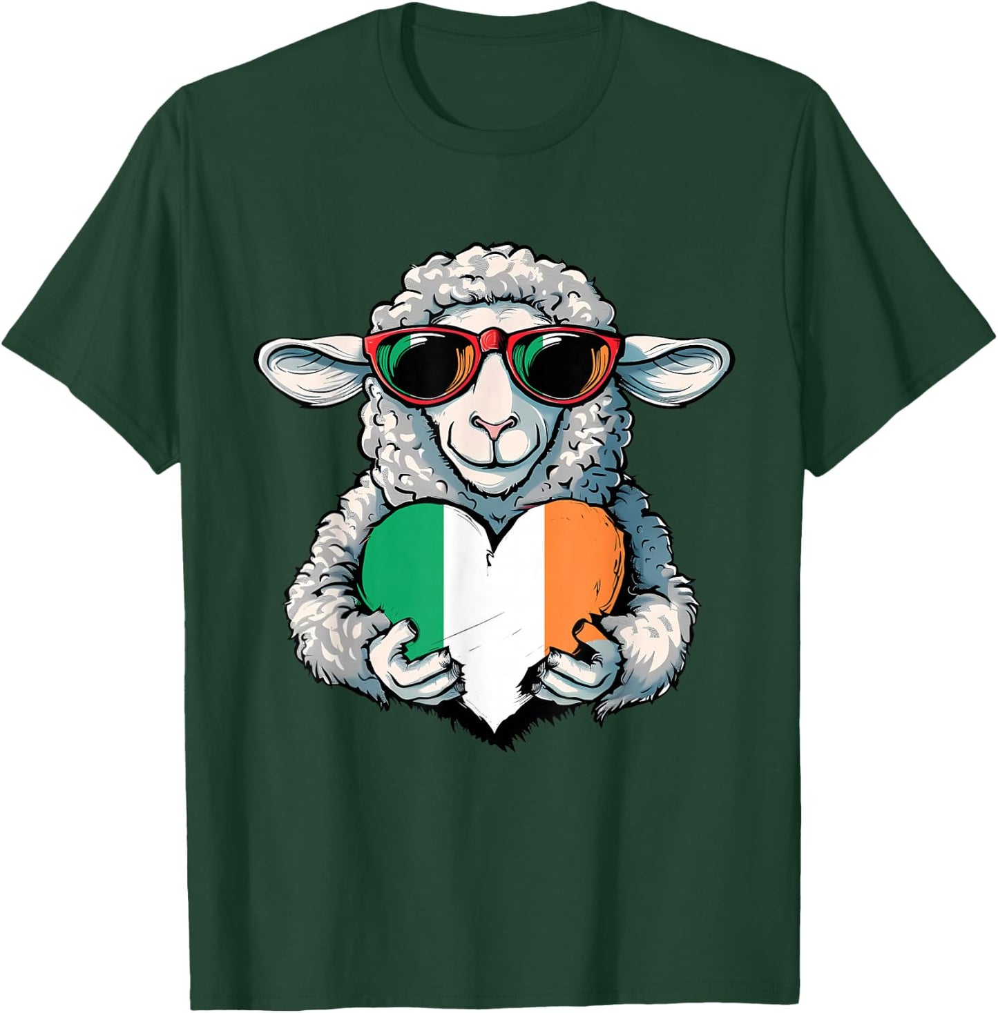 Irish Flag Ireland Heart Sheep Irish Roots Irish Pride T-Shirt - T-Shirt | Forest