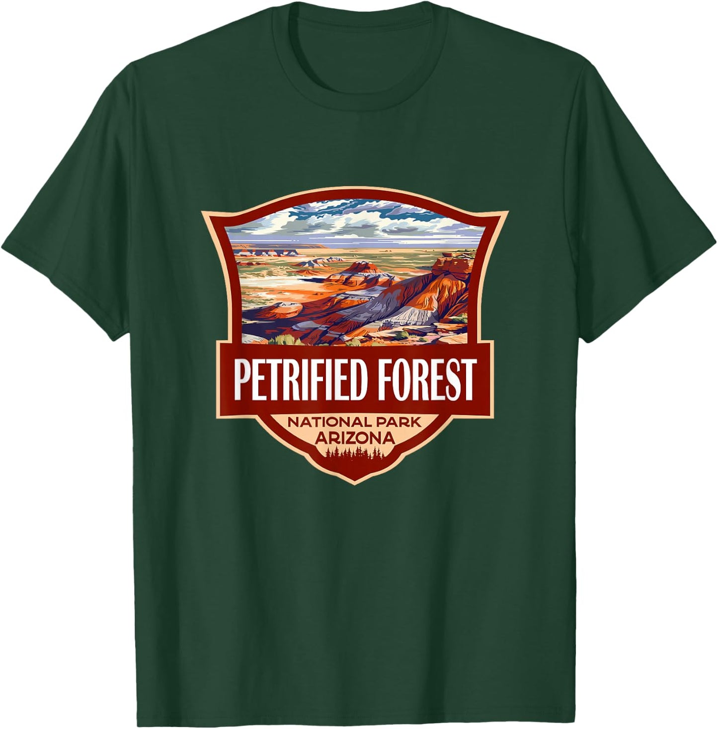 Petrified Forest National Park Illustration Retro Badge T-Shirt - T-Shirt | Forest