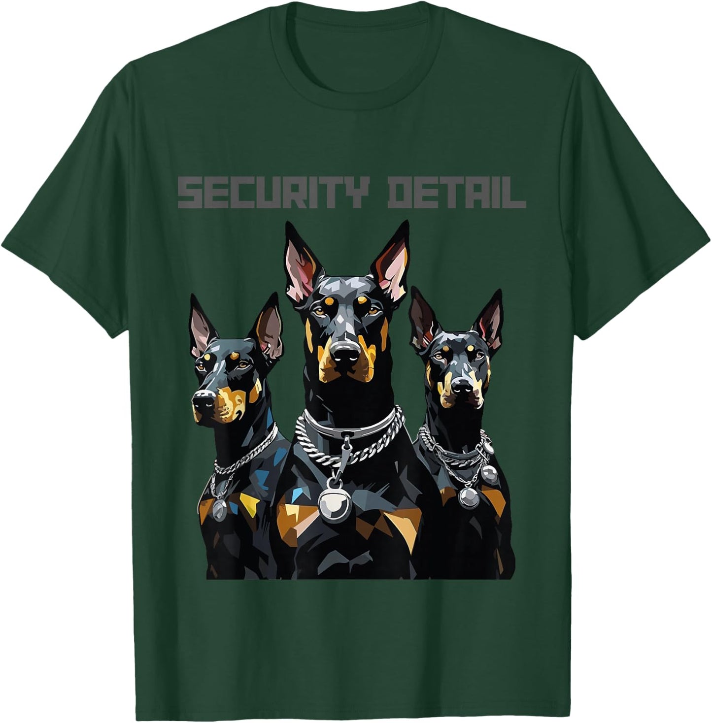 CJ Graphix Doberman Dogs 3 Dobermans Security Detail Guard Watch Dogs T-Shirt - T-Shirt | Forest