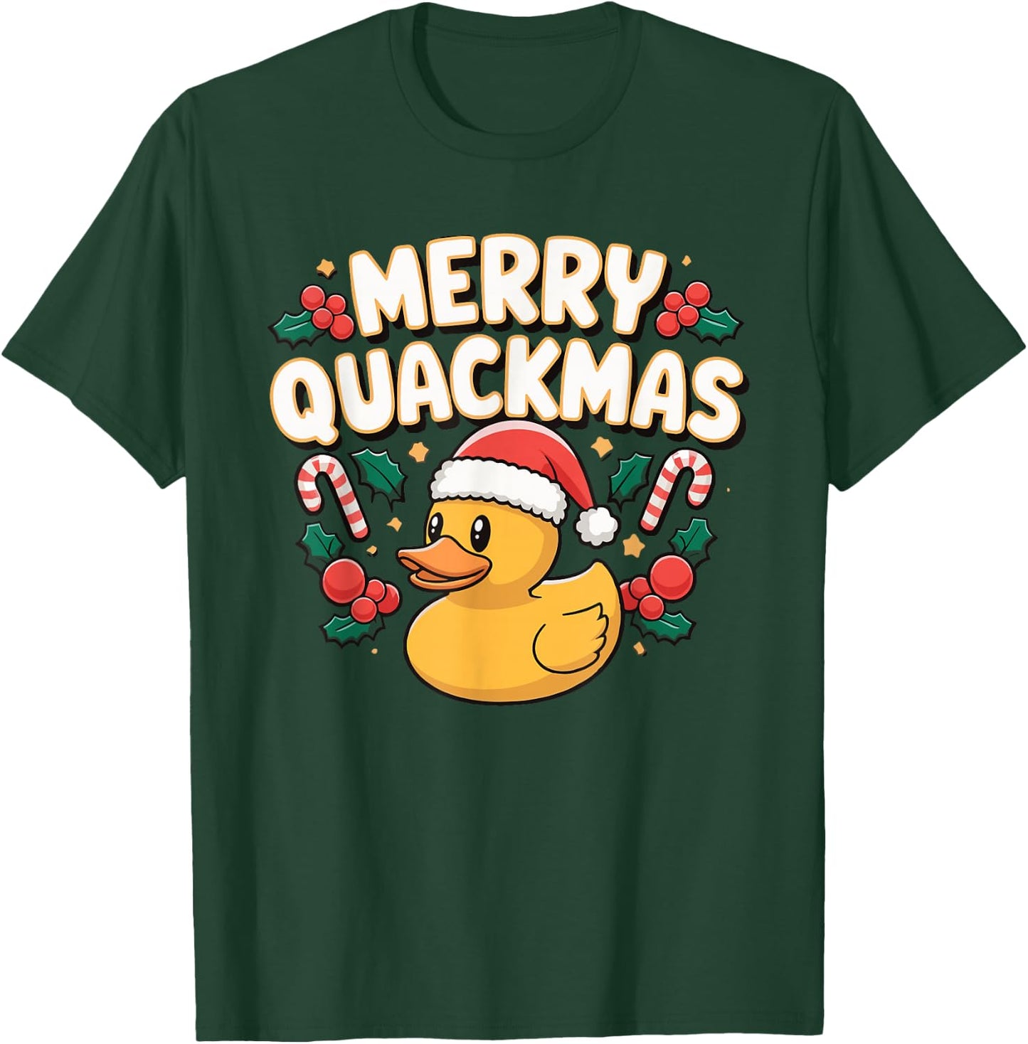 Merry Quackmas Christmas Rubber Duck T-Shirt - T-Shirt | Forest