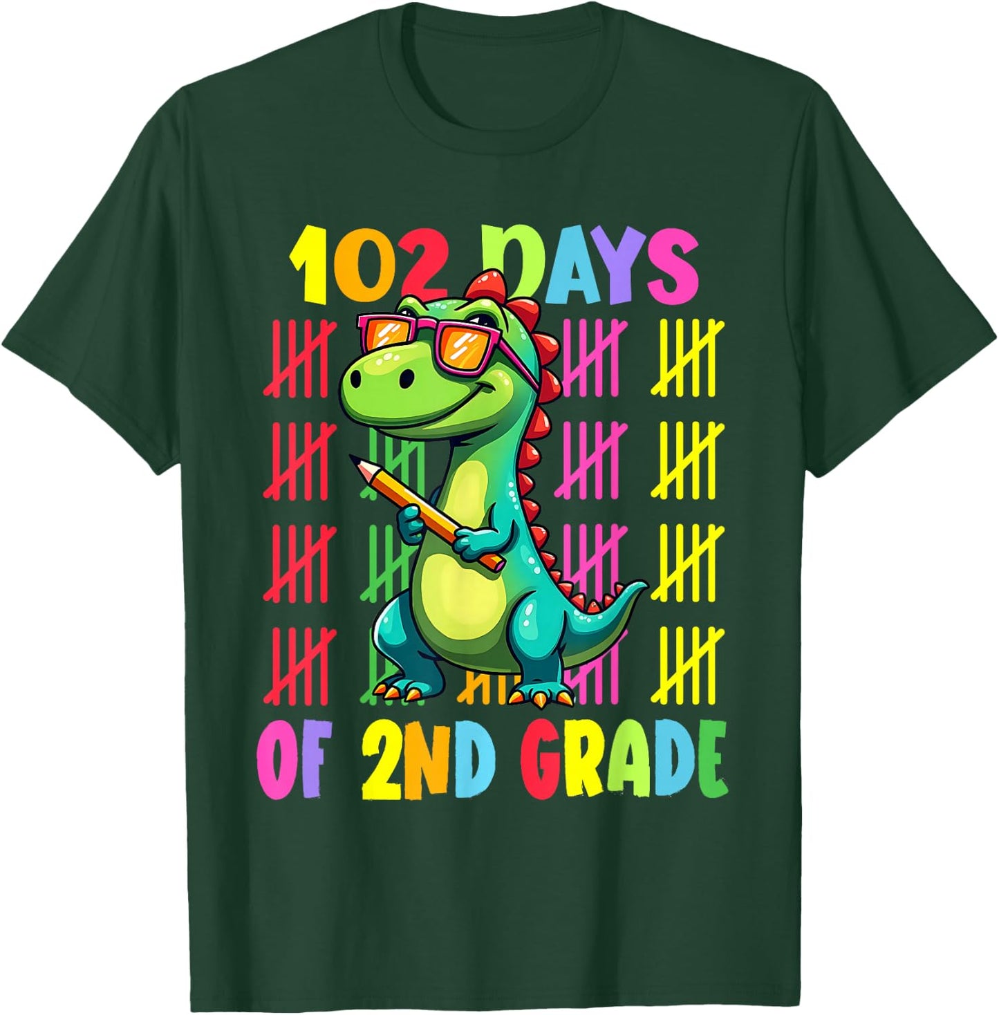 102 Day Of 2nd Grade Dinosaur 102 Days Of Second Grade T-Shirt - T-Shirt | Forest