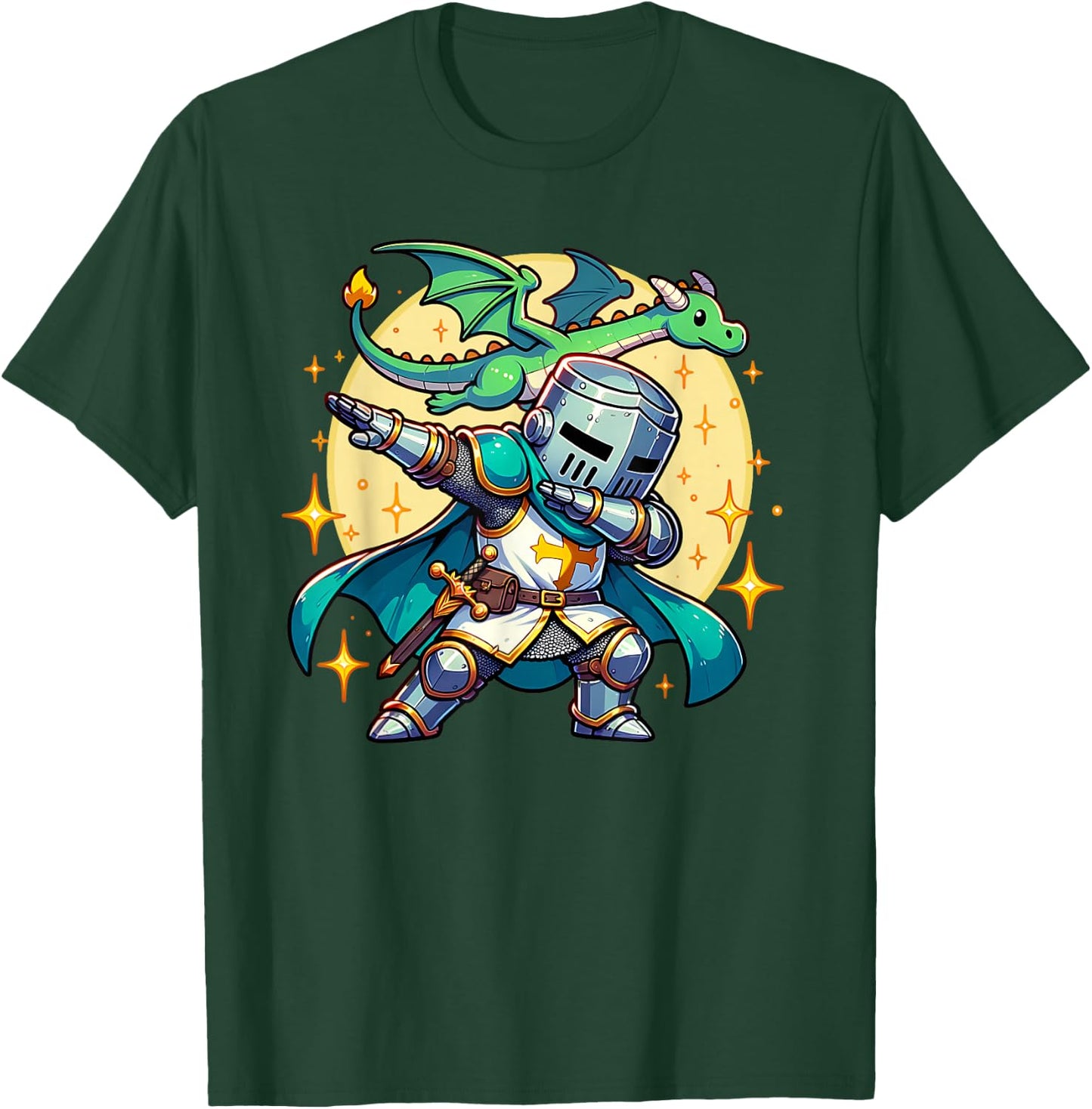 Dabbing Medieval Knight Dragon Funny Renaissance Ren Faire T-Shirt - T-Shirt | Forest