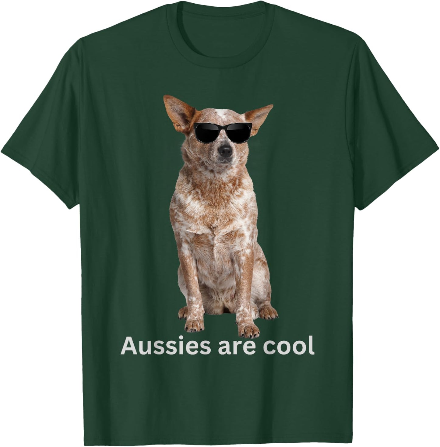Dogs in Sunglasses Cool Dog Studio Bucharest Australian Cattle Dog Red Heeler Blue Heeler funny Aussie , Small, Black T-Shirt - T-Shirt | Forest