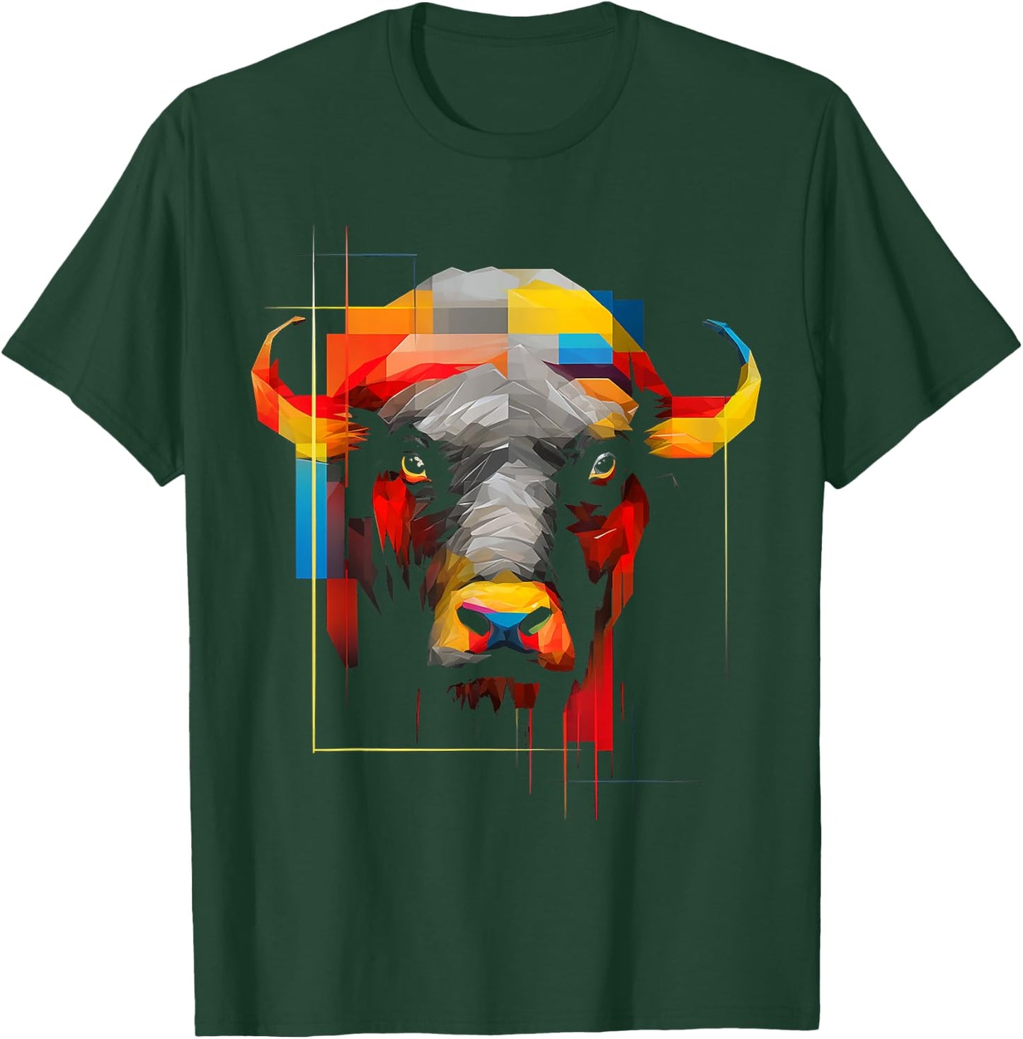 Colorful Bull Animal Zoo Art Bull T-Shirt - T-Shirt | Forest