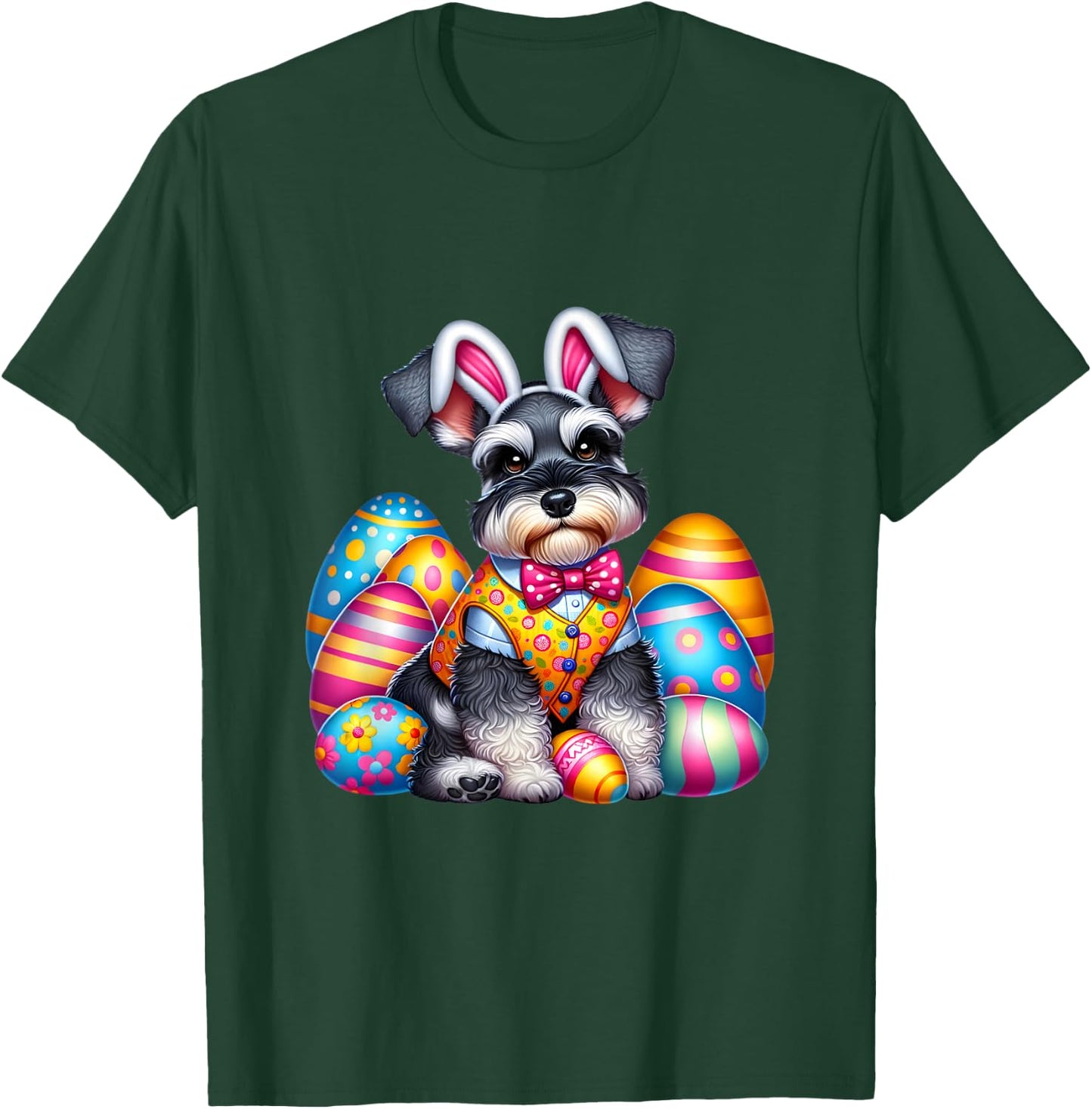 Funny Easter Day Miniature Schnauzer Bunny Costume T-Shirt - T-Shirt | Forest