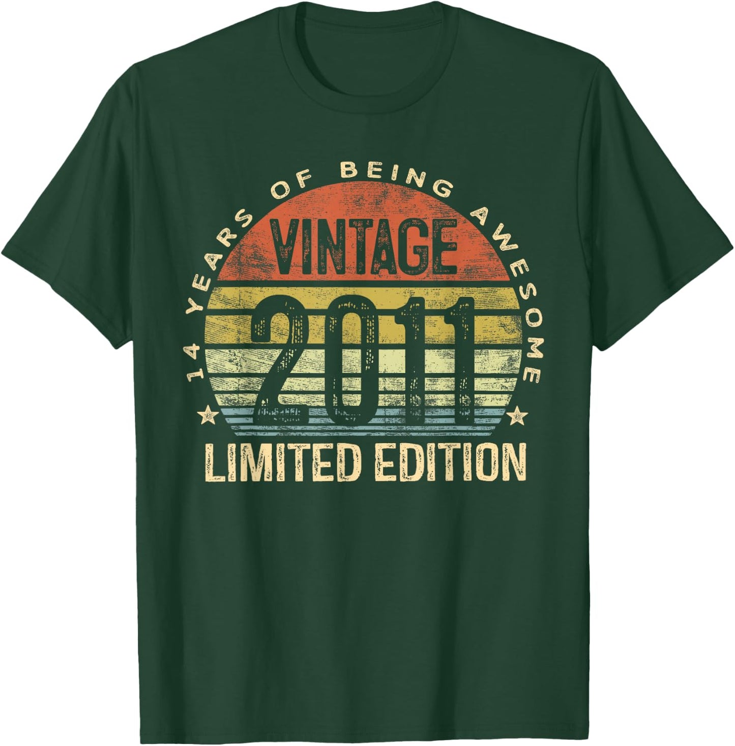 Vintage 2011 Limited Edition 14-Year-Old Gifts 14th Birthday T-Shirt - T-Shirt | Forest
