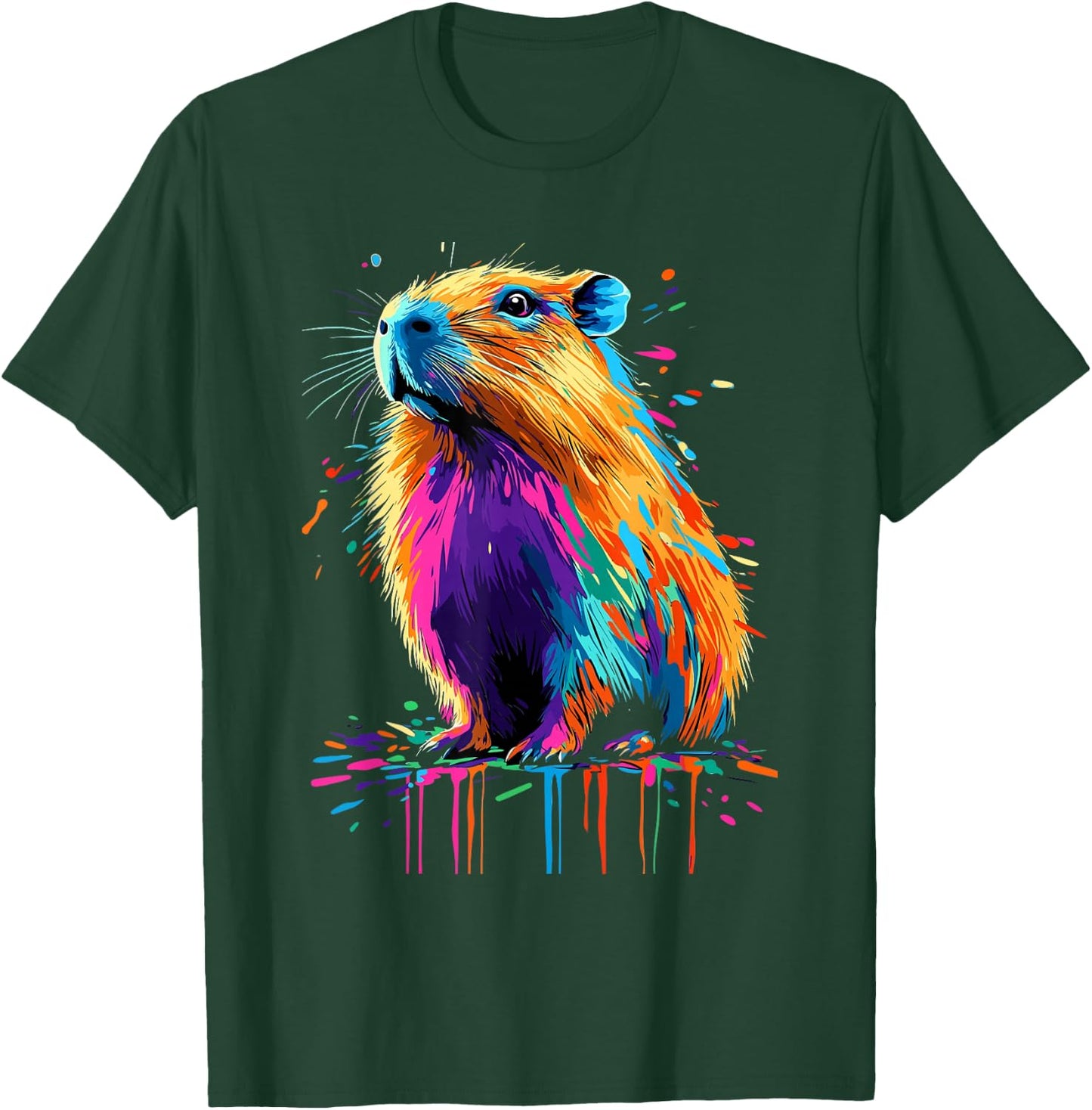 Capybara Lovers Colorful Splash Art Rodent Capybara , Black, S T-Shirt - T-Shirt | Forest