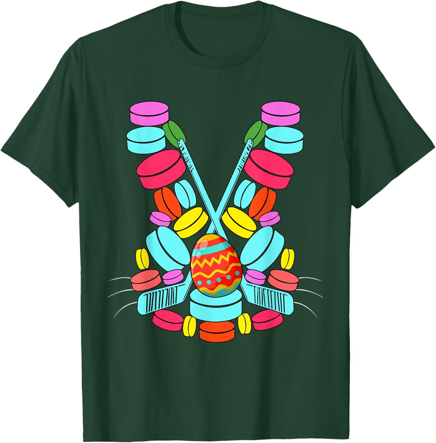 Hockey Balls Easter Egg Bunny Shape Funny Player Kids T-Shirt - T-Shirt | Forest