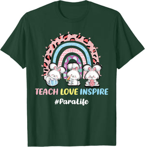 Rainbow Easter Para Teacher Paraprofessional Paraeducator T-Shirt - T-Shirt | Forest