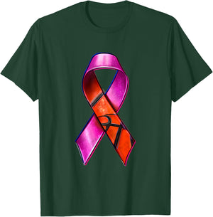 Basketball Pink Ribbon Breast Cancer Awareness Supporter T-Shirt - T-Shirt | Forest