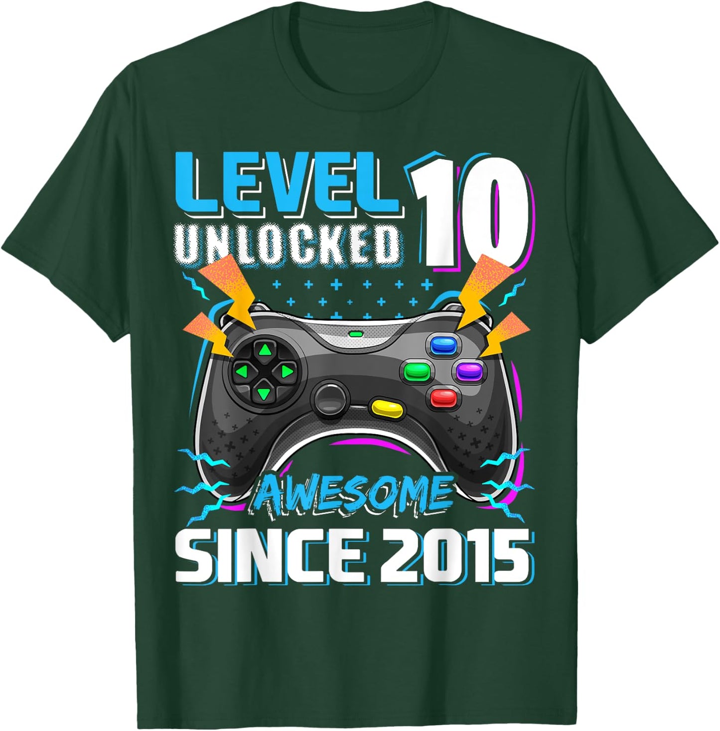 10th Birthday Boy Level 10 Gamer 10 Year Video Game Party T-Shirt - T-Shirt | Forest